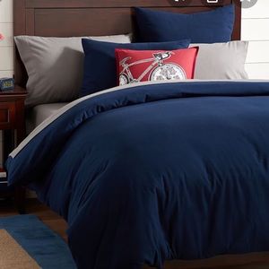 PB Teen Twin Flannel Duvet Cover, Navy Blue